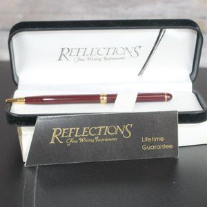 Reflections Fine Writing Instruments Red Maroon Gold Ball Point Pen Black Ink